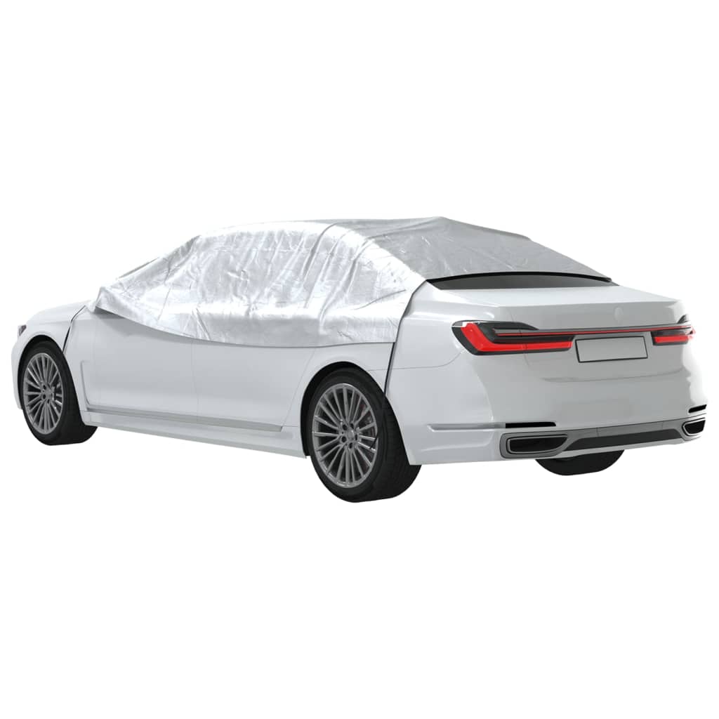 Mezza Copertura Auto con Ganci Argento M PEVA | homemem39