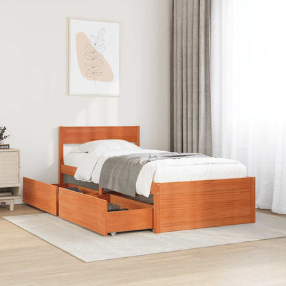 Letto senza Materasso Marrone Cera 100x200 cm in Legno di Pino