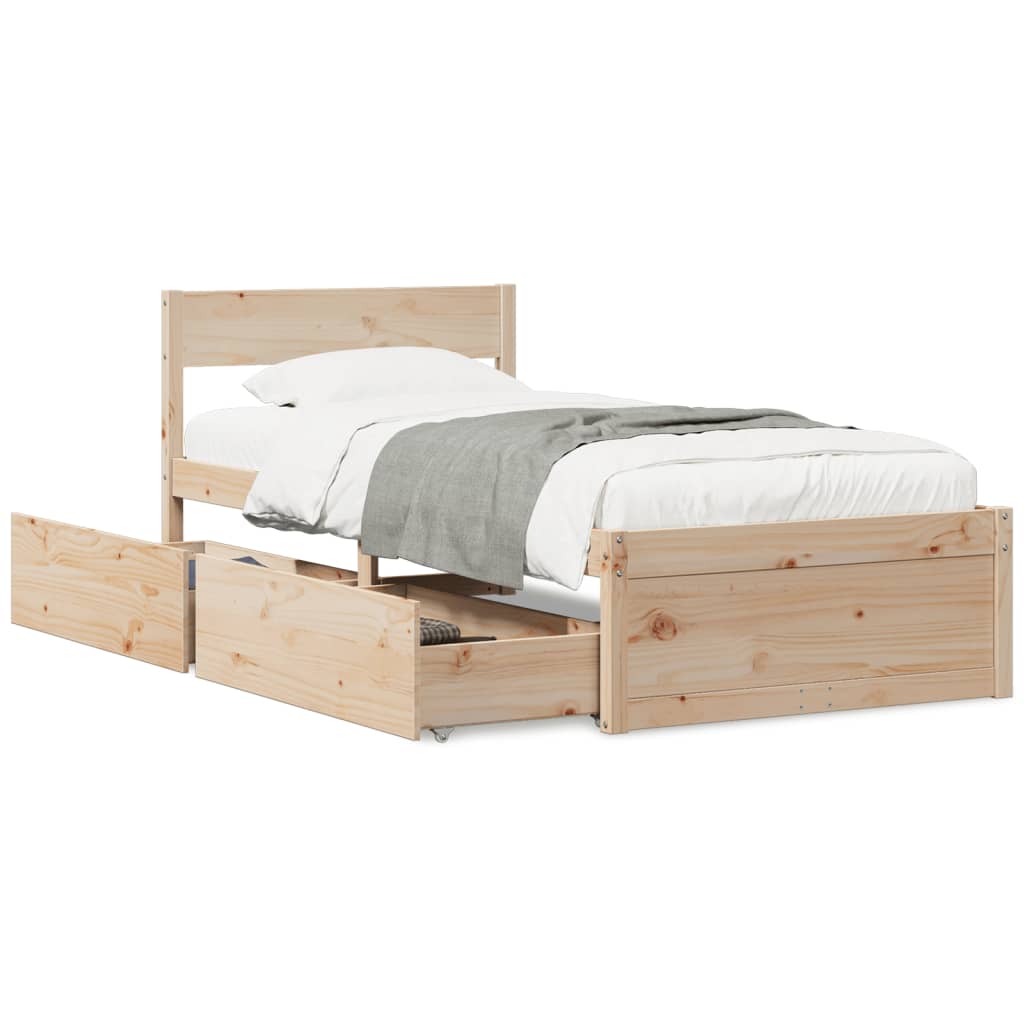 Letto senza Materasso 90x200 cm in Legno Massello di Pino - homemem39
