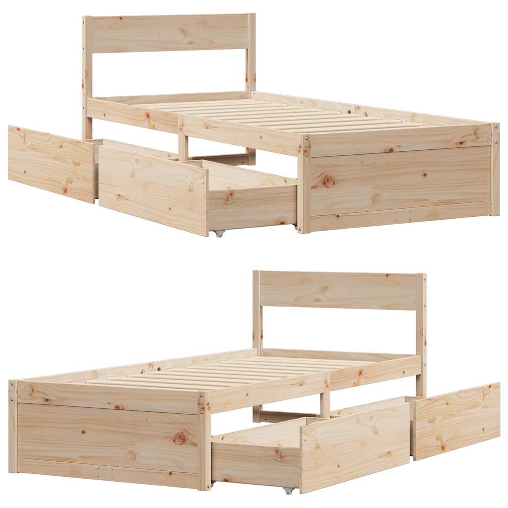 Letto senza Materasso 90x200 cm in Legno Massello di Pino | homemem39