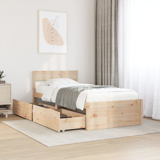 Letto senza Materasso 90x200 cm in Legno Massello di Pino - homemem39