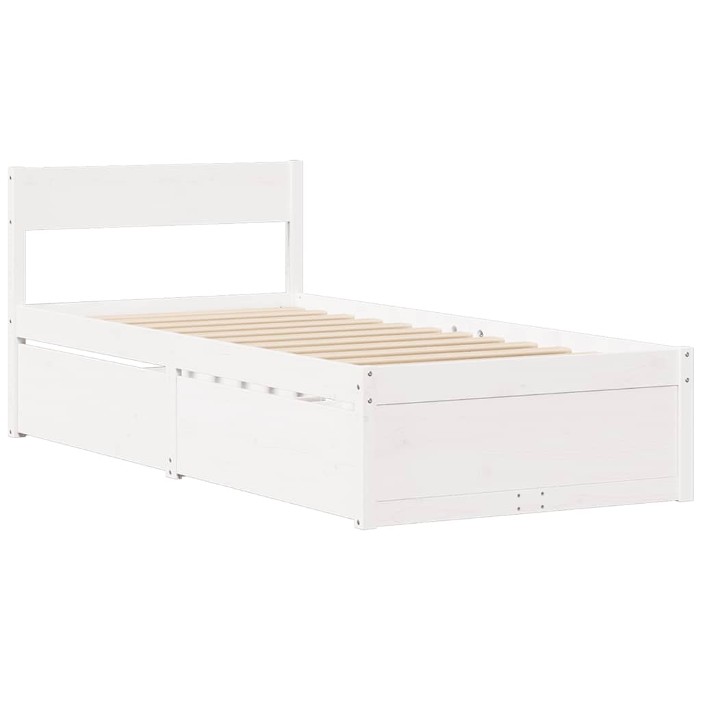 Letto senza Materasso Bianco 90x200 cm Legno Massello di Pino | homemem39