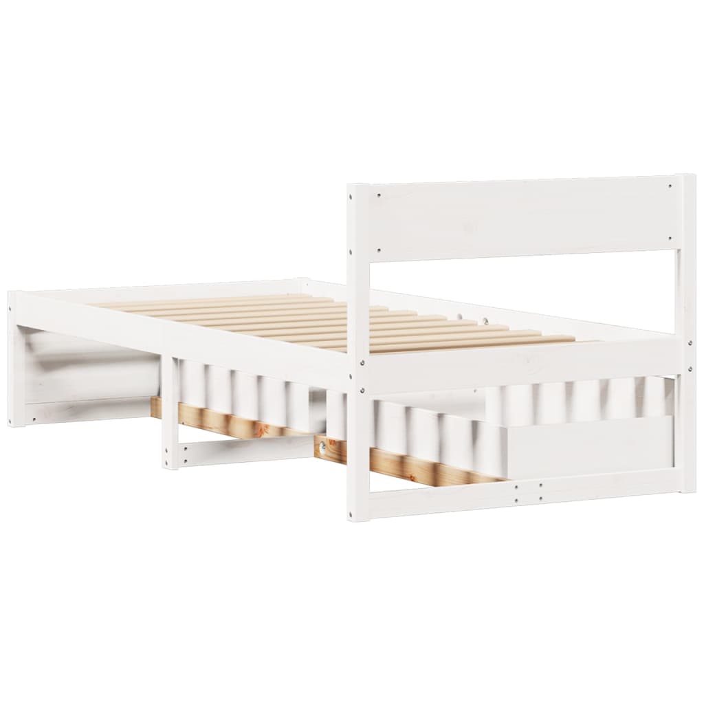 Letto senza Materasso Bianco 90x200 cm Legno Massello di Pino - homemem39