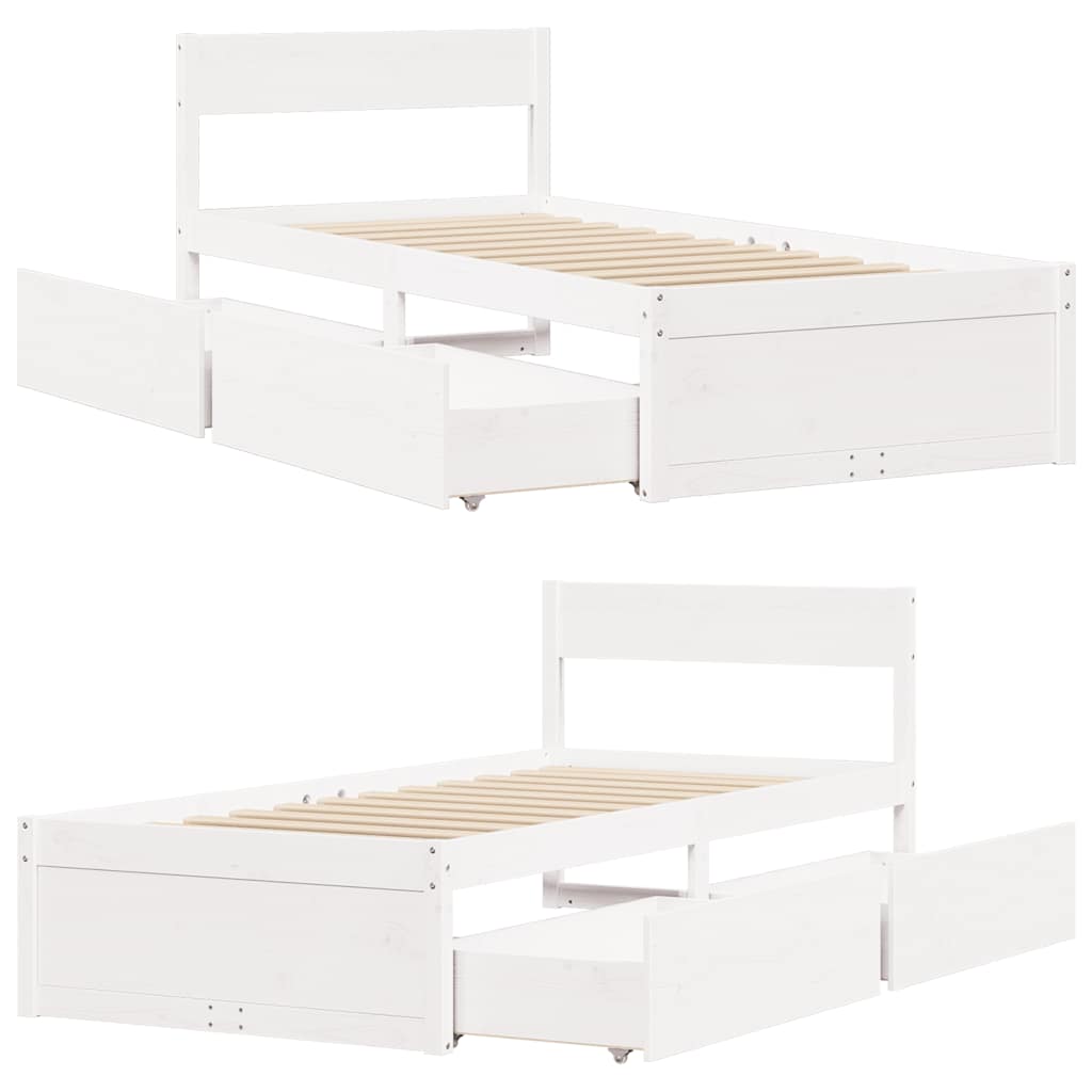 Letto senza Materasso Bianco 90x200 cm Legno Massello di Pino | homemem39