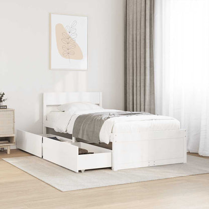 Letto senza Materasso Bianco 90x200 cm Legno Massello di Pino | homemem39