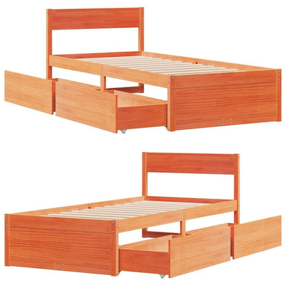 Letto senza Materasso Marrone Cera 90x200 cm Legno di Pino | homemem39
