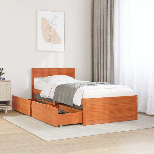 Letto senza Materasso Marrone Cera 90x200 cm Legno di Pino | homemem39