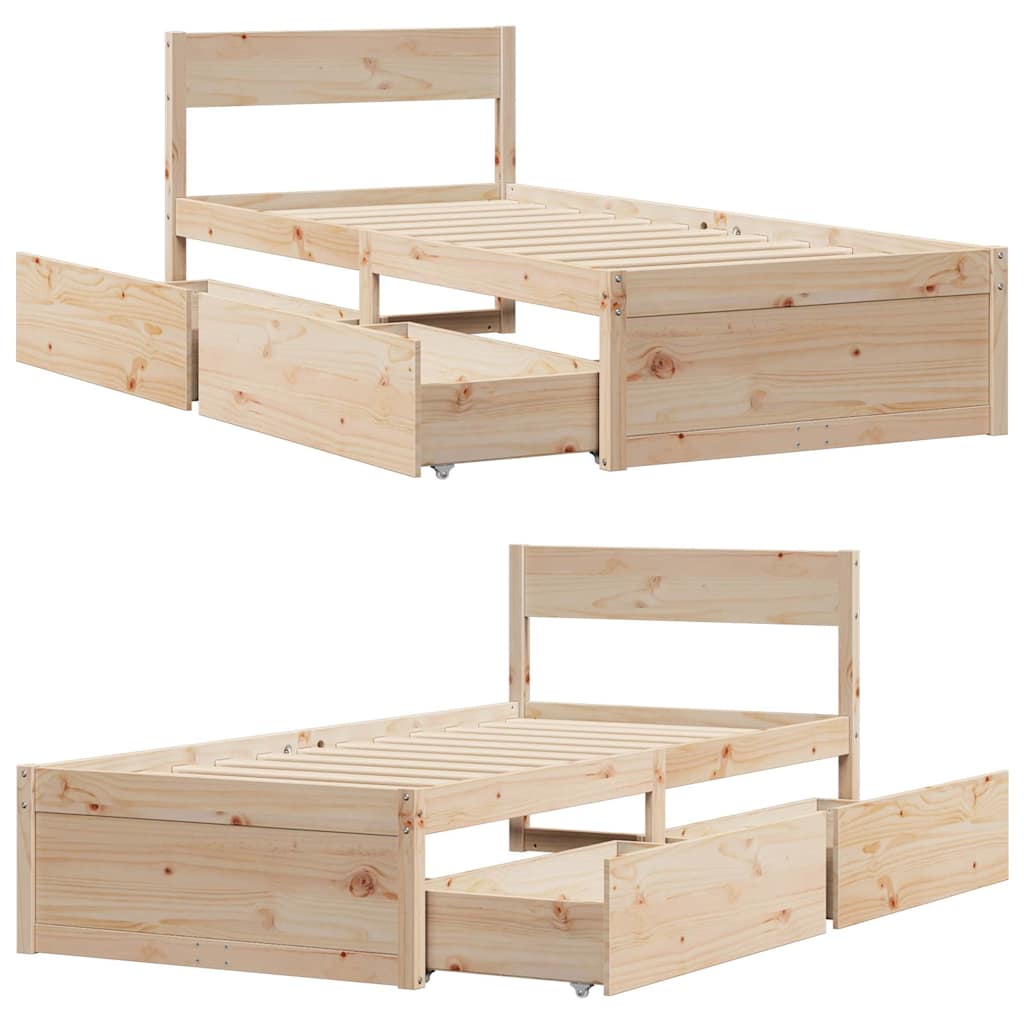 Letto senza Materasso 90x190 cm in Legno Massello di Pino | homemem39