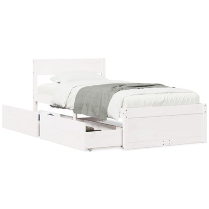Letto senza Materasso Bianco 90x190 cm in Legno Massello Pino - homemem39