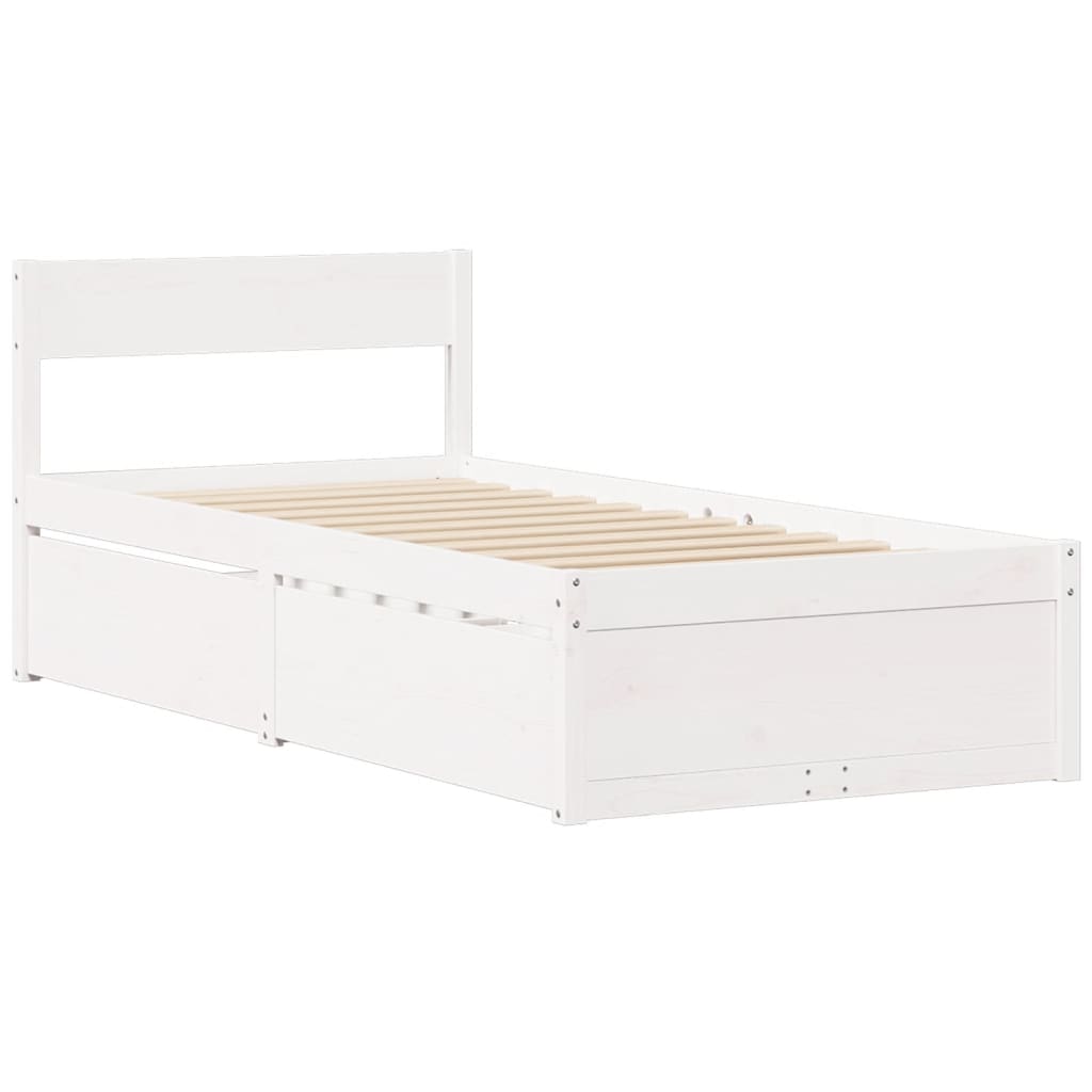 Letto senza Materasso Bianco 90x190 cm in Legno Massello Pino - homemem39