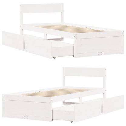 Letto senza Materasso Bianco 90x190 cm in Legno Massello Pino - homemem39