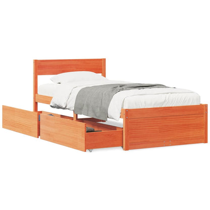 Letto senza Materasso Marrone Cera 90x190 cm in Legno di Pino - homemem39