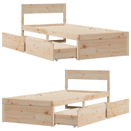 Letto senza Materasso 75x190 cm in Legno Massello Pino | homemem39
