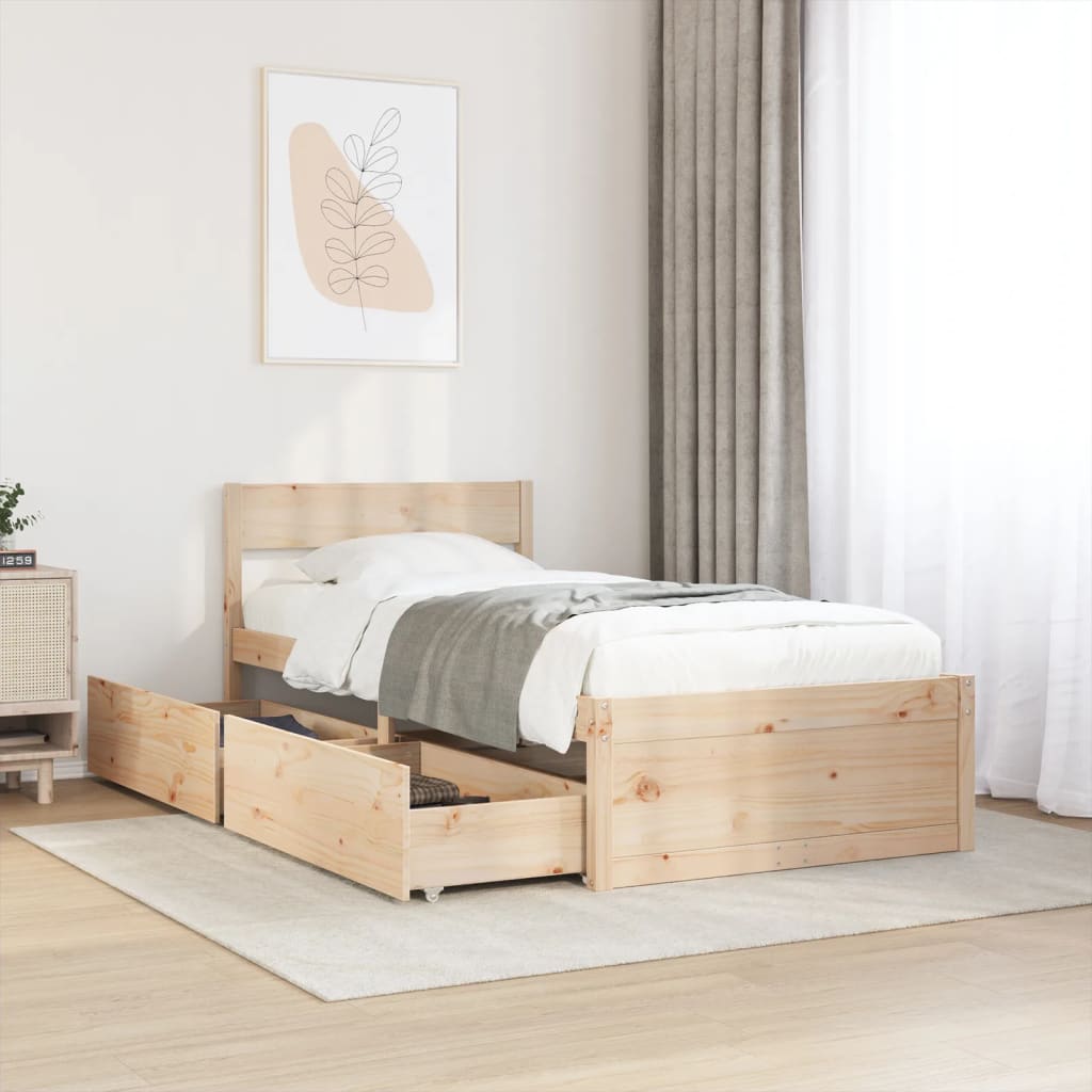 Letto senza Materasso 75x190 cm in Legno Massello Pino - homemem39