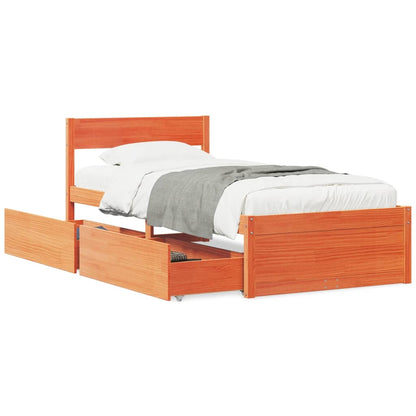 Letto senza Materasso Marrone Cera 75x190 cm in Legno di Pino - homemem39