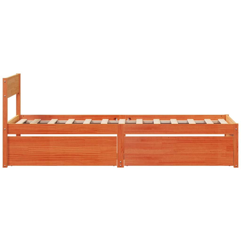 Letto senza Materasso Marrone Cera 75x190 cm in Legno di Pino | homemem39
