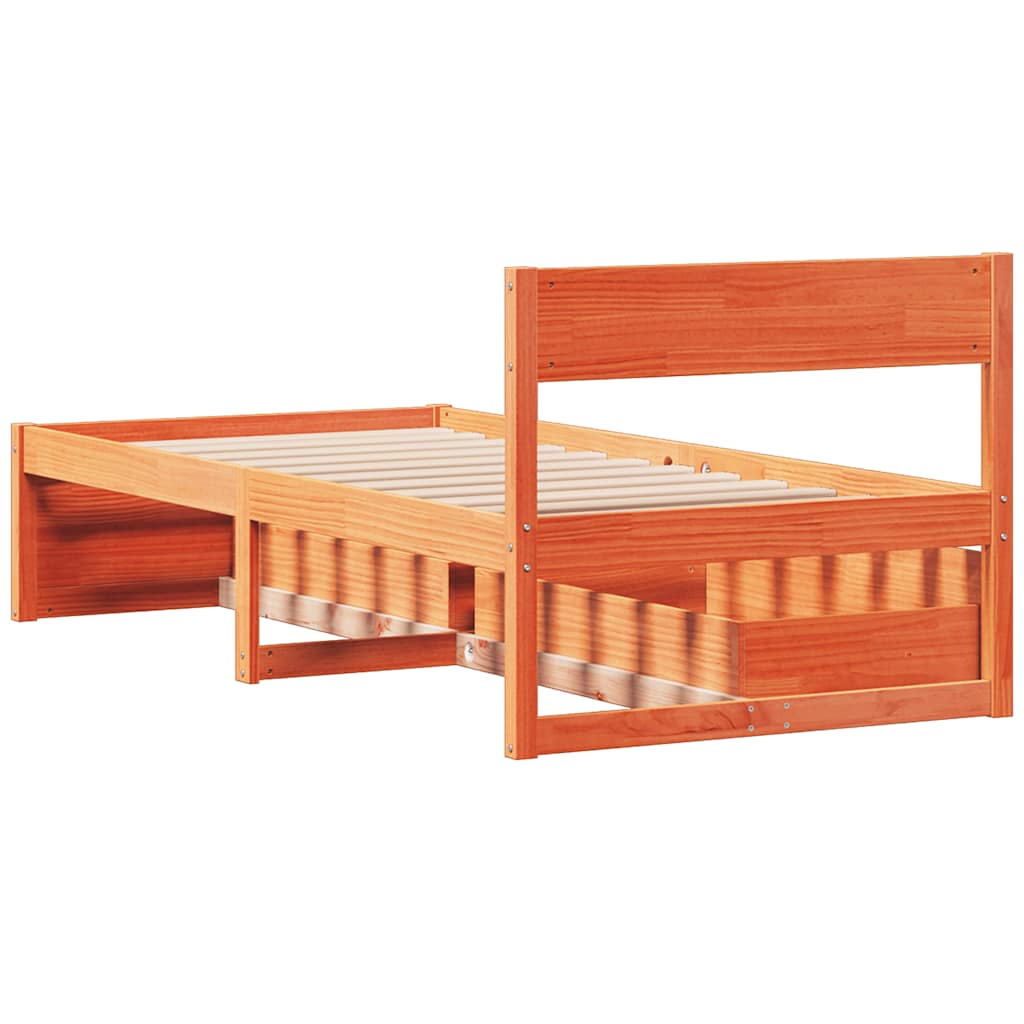 Letto senza Materasso Marrone Cera 75x190 cm in Legno di Pino | homemem39
