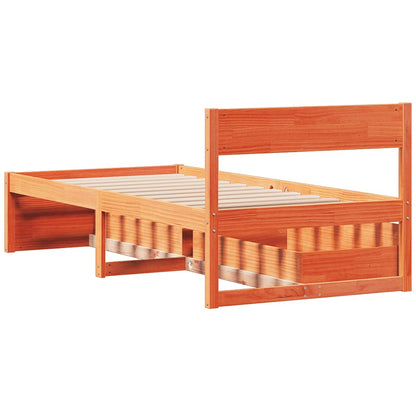 Letto senza Materasso Marrone Cera 75x190 cm in Legno di Pino | homemem39