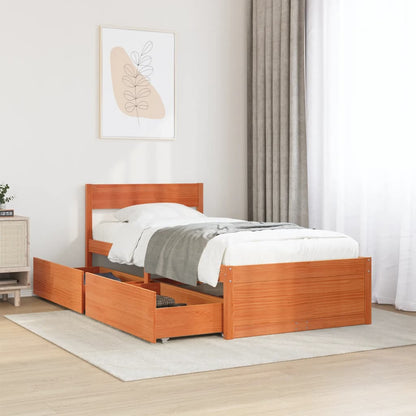 Letto senza Materasso Marrone Cera 75x190 cm in Legno di Pino - homemem39