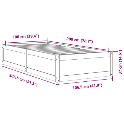 Letto senza Materasso Marrone Cera 100x200 cm in Legno di Pino | homemem39