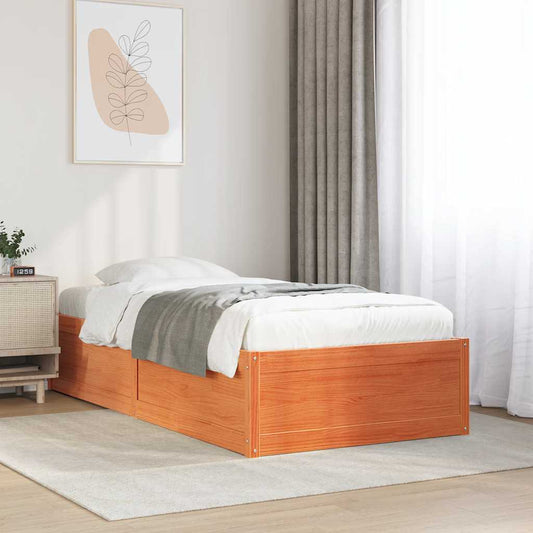 Letto senza Materasso Marrone Cera 100x200 cm in Legno di Pino | homemem39