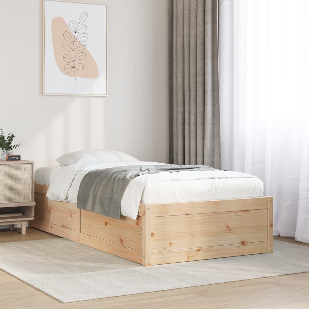 Letto senza Materasso 90x190 cm in Legno Massello di Pino - homemem39