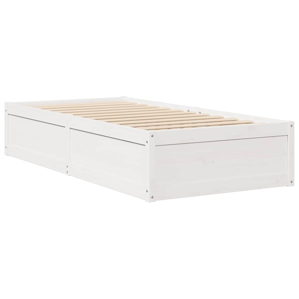 Letto senza Materasso Bianco 90x190 cm in Legno Massello Pino | homemem39