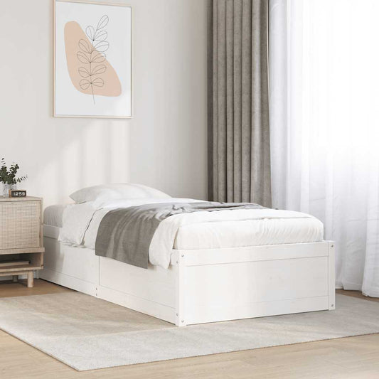 Letto senza Materasso Bianco 90x190 cm in Legno Massello Pino | homemem39