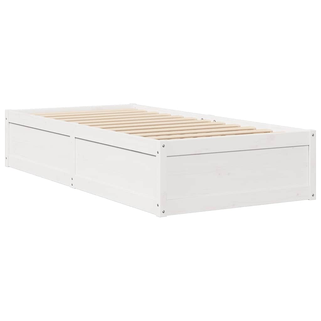 Letto senza Materasso Bianco 75x190 in Legno Massello di Pino | homemem39