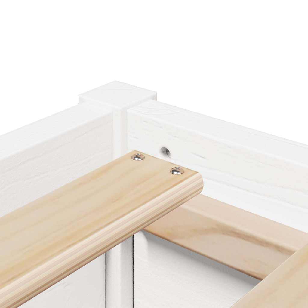 Letto senza Materasso Bianco 75x190 in Legno Massello di Pino | homemem39