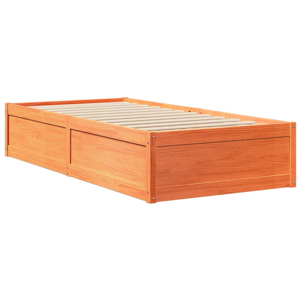 Letto senza Materasso Marrone Cera 75x190 cm in Legno di Pino | homemem39