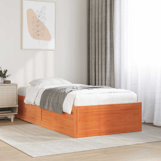 Letto senza Materasso Marrone Cera 75x190 cm in Legno di Pino | homemem39