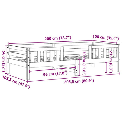 Giroletto senza Materasso 100x200 cm in Legno Massello di Pino | homemem39