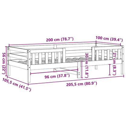 Letto senza Materasso Marrone Cera 100x200 cm in Legno di Pino | homemem39