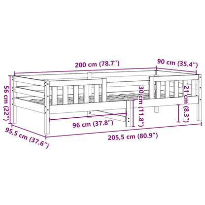 Letto senza Materasso Bianco 90x200 cm Legno Massello di Pino | homemem39