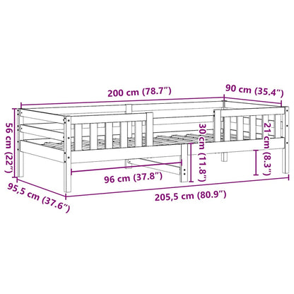 Letto senza Materasso Marrone Cera 90x200 cm Legno di Pino | homemem39