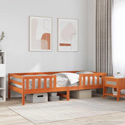 Letto senza Materasso Marrone Cera 90x200 cm Legno di Pino | homemem39