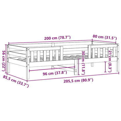 Giroletto senza Materasso Bianco 80x200 cm Legno Massello Pino | homemem39