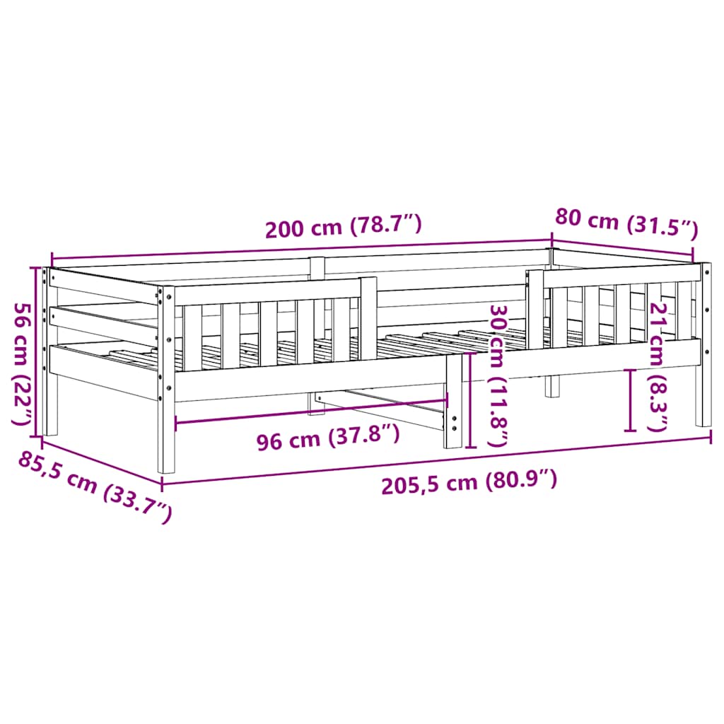 Letto senza Materasso Marrone Cera 80x200 cm Legno di Pino | homemem39