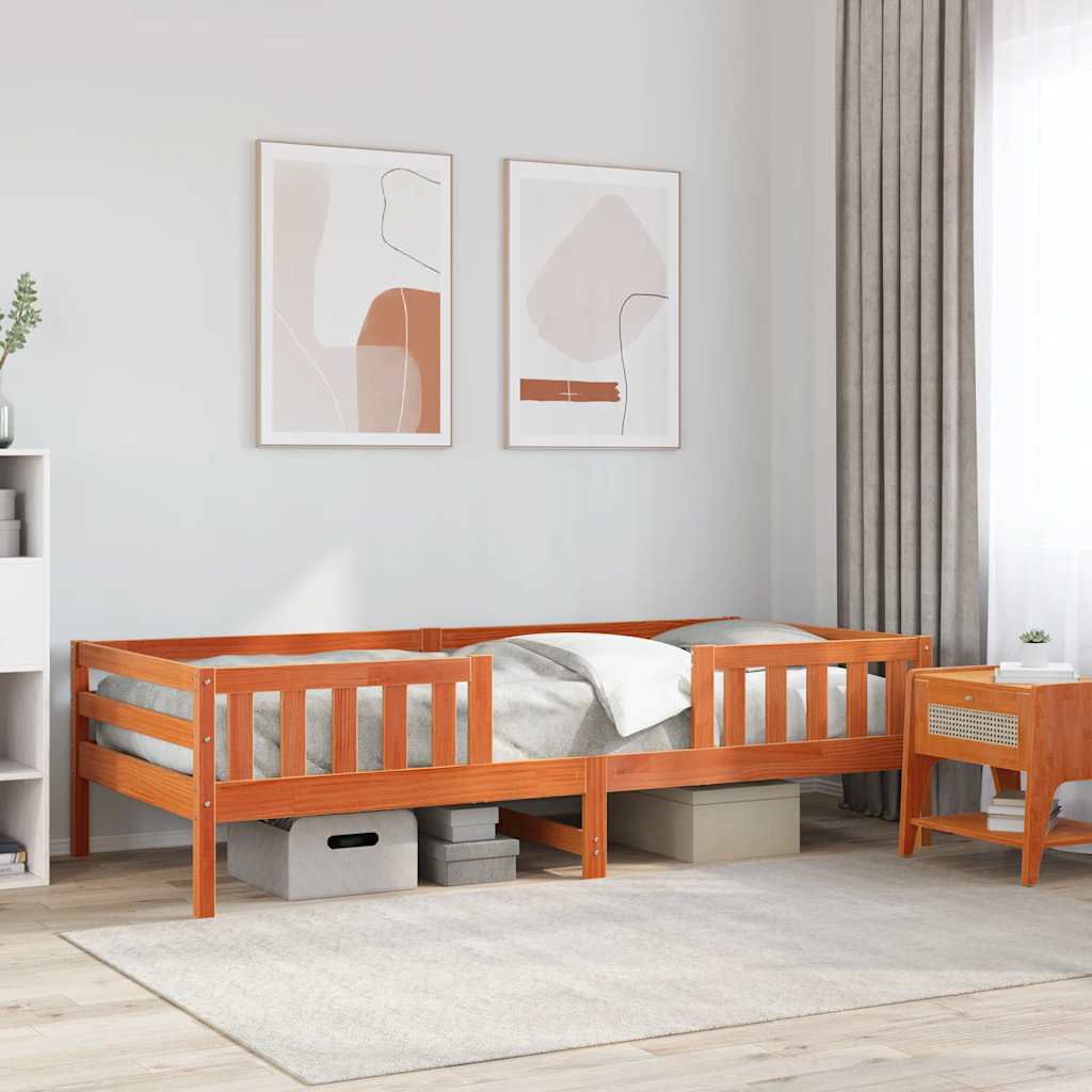Letto senza Materasso Marrone Cera 80x200 cm Legno di Pino | homemem39