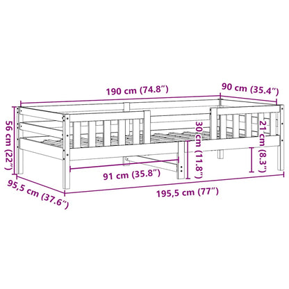 Letto senza Materasso Bianco 90x190 cm in Legno Massello Pino | homemem39