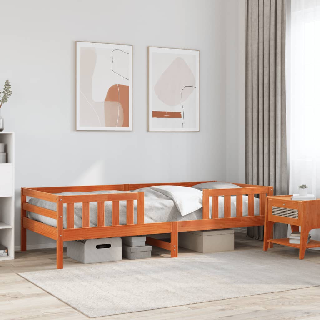 Letto senza Materasso Marrone Cera 90x190 cm in Legno di Pino - homemem39