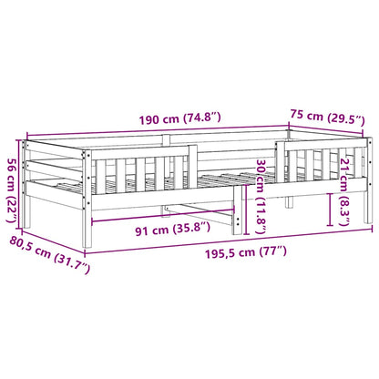Letto senza Materasso Bianco 75x190 in Legno Massello di Pino | homemem39