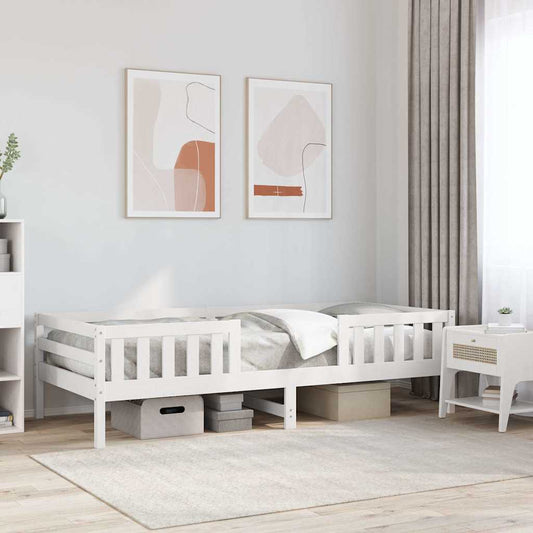 Letto senza Materasso Bianco 75x190 in Legno Massello di Pino | homemem39