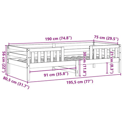 Letto senza Materasso Marrone Cera 75x190 cm in Legno di Pino | homemem39