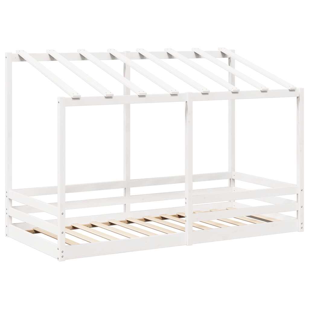Letto Bambini con Tetto Bianco 100x200 cm Legno Massello Pino | homemem39