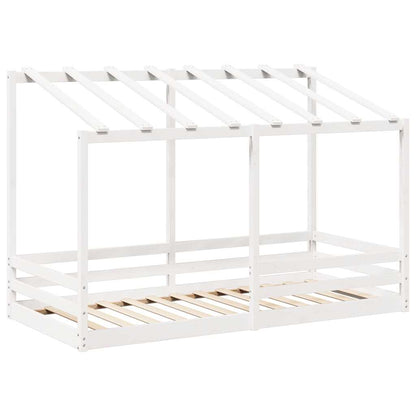 Letto Bambini con Tetto Bianco 100x200 cm Legno Massello Pino | homemem39