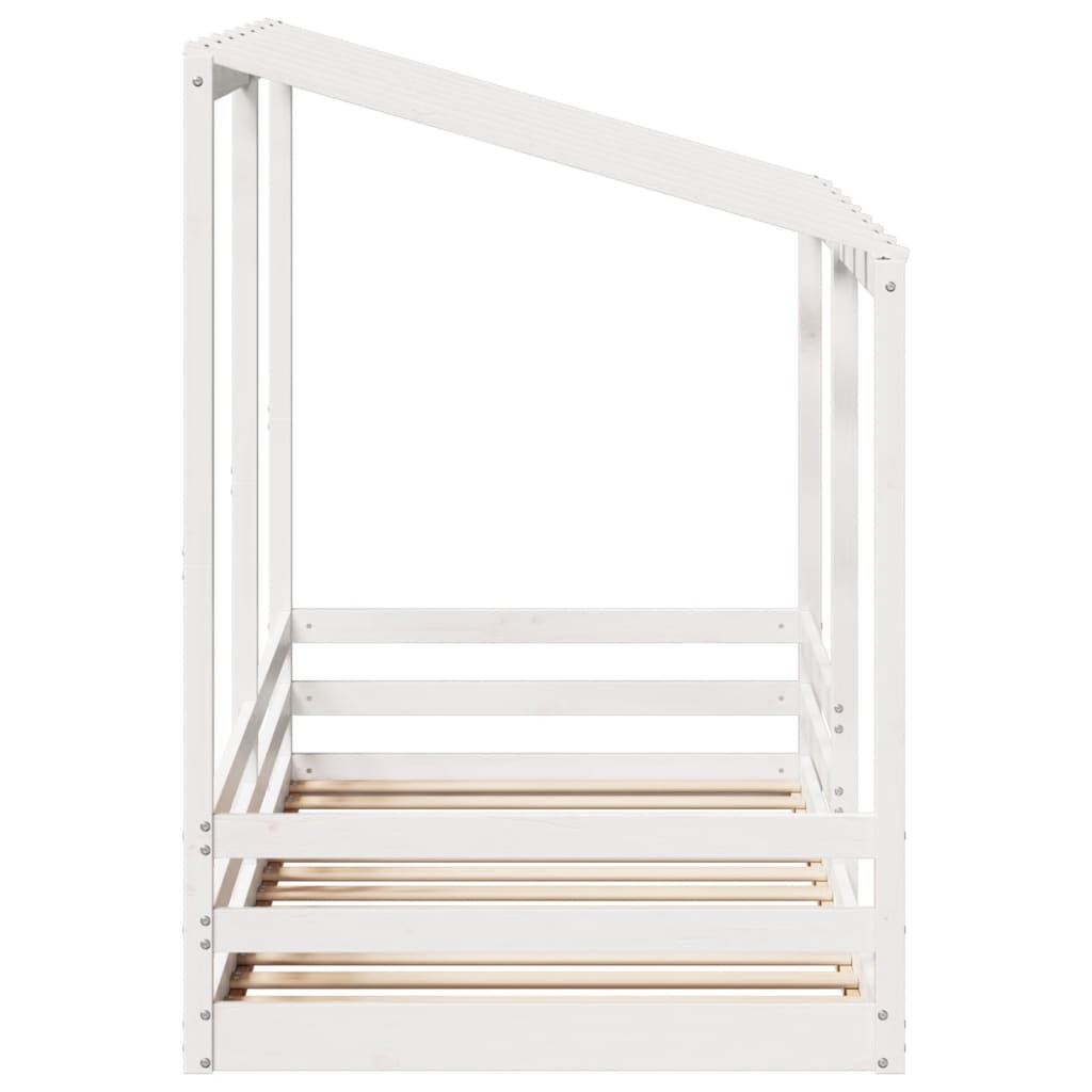 Letto Bambini con Tetto Bianco 100x200 cm Legno Massello Pino - homemem39