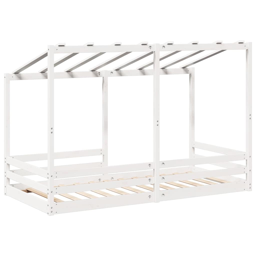 Letto Bambini con Tetto Bianco 100x200 cm Legno Massello Pino | homemem39