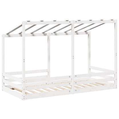 Letto Bambini con Tetto Bianco 100x200 cm Legno Massello Pino | homemem39